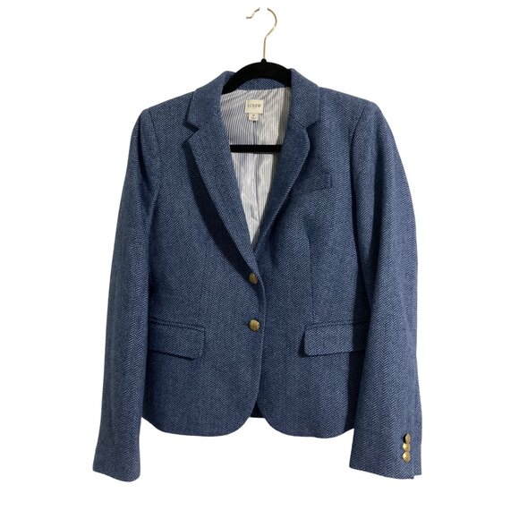 J. CREW Wool Blend Herringbone Blazer in Blue size 6 - Picture 1 of 14